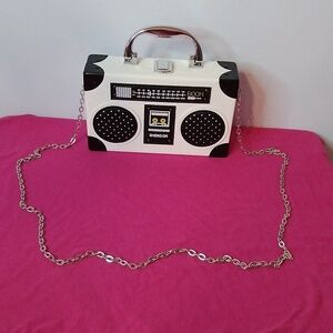 White / Black Mini Radio Purse